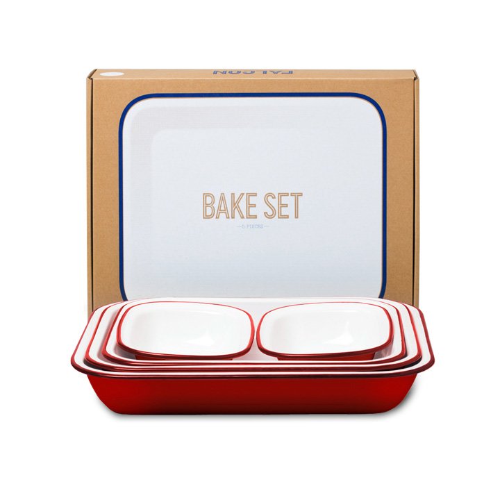 Falcon Emaille Bake Set rot