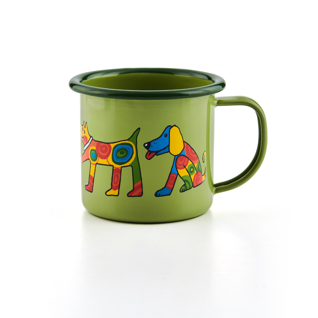 Kindertasse hellgrün 350ml grüner Rand Hund