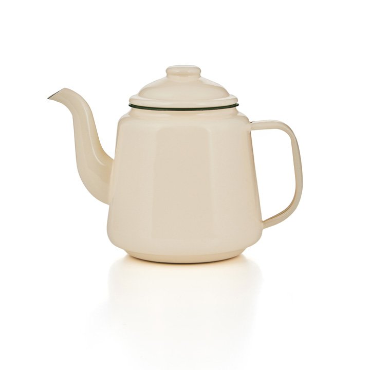 Emaille Teekanne 1,5 Liter creme / grün