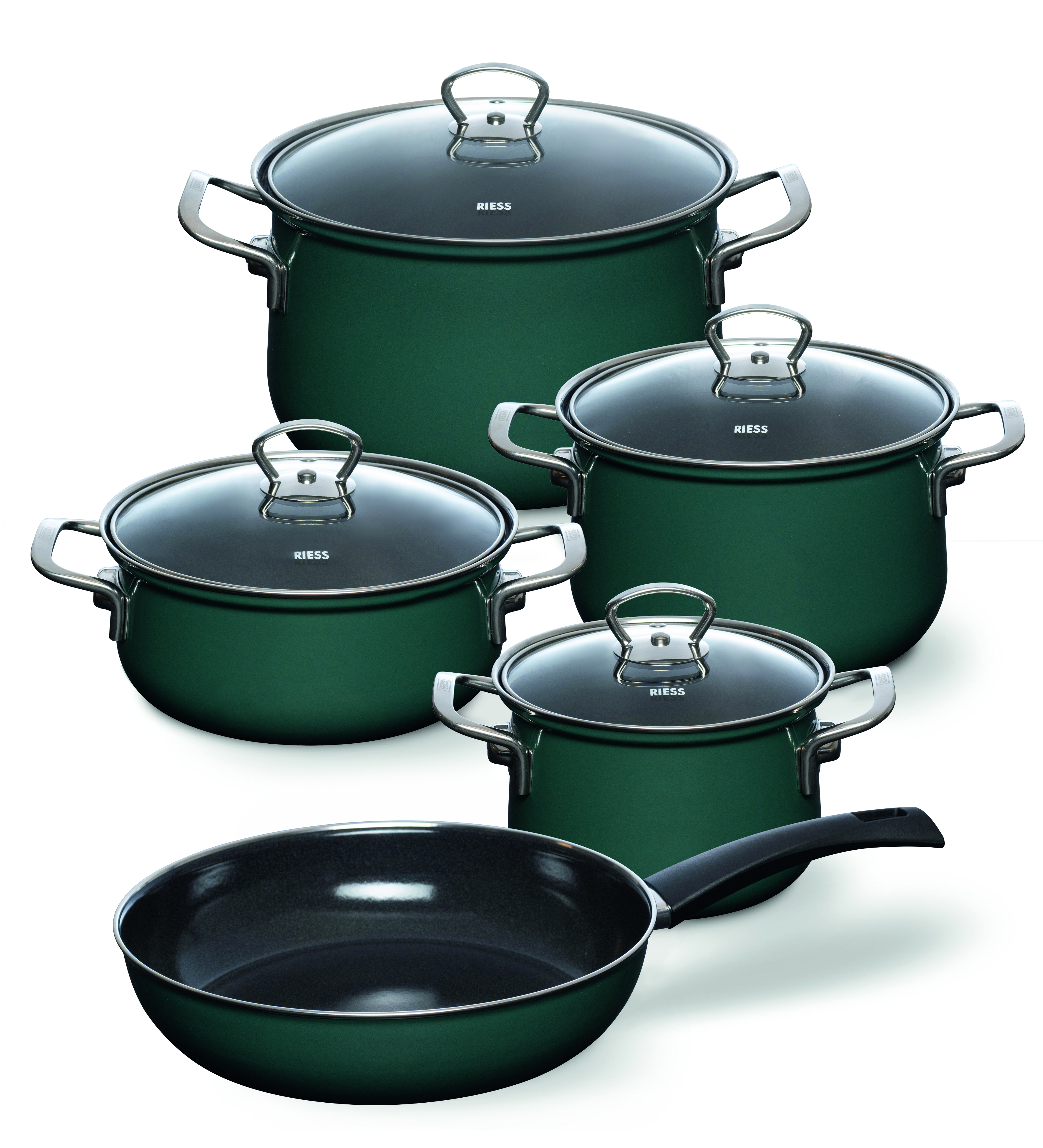 Geschirr-Set 5-teilig Teal Topfset mit Pfanne - extrastark