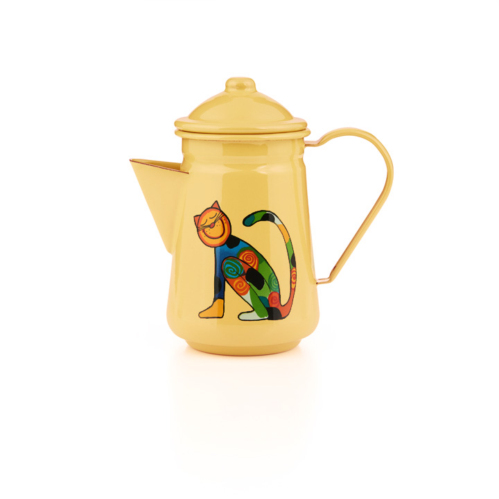 Emaille Kinder Kaffeekanne Zoo gelb