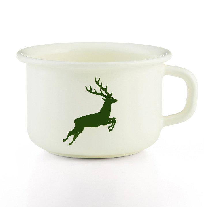 Riess emaille kaffeeschale hirsch grün