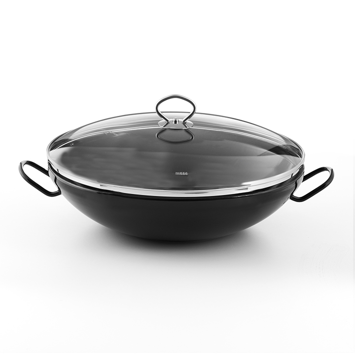 Riess Emaille Wok mit Glasdeckel