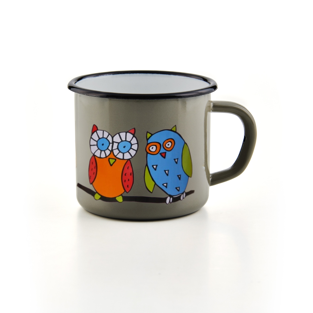 Kindertasse grau 350ml Eule