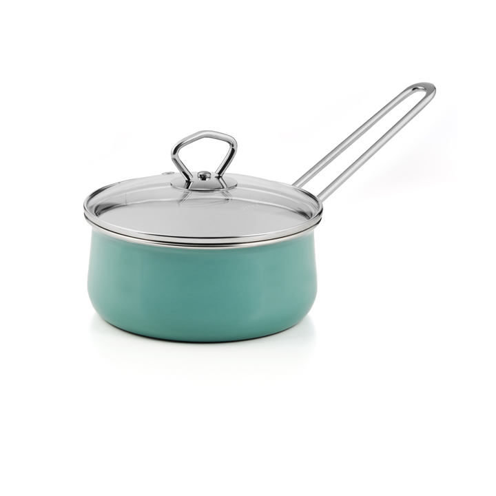 Riess Emaille Nature Green Medium Stielkasserolle 1 Liter top 3000 
