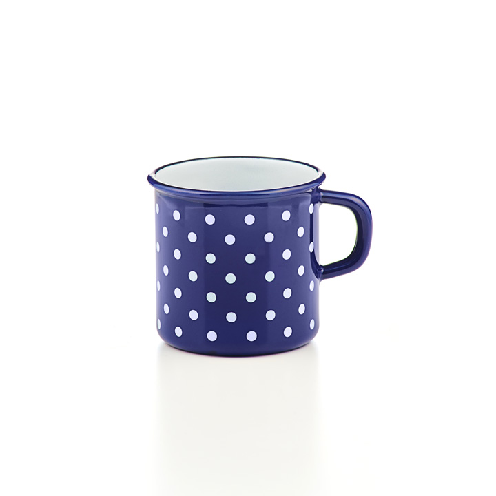 Riess Topf mit Bördel Tasse Pünktchenblau  3/8 Liter