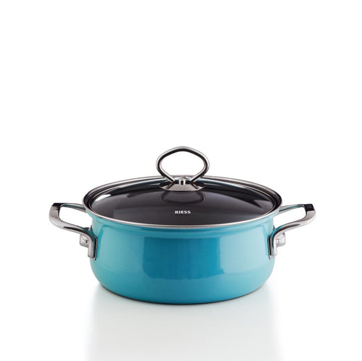 Riess Kasserolle Kristallblau Emaille 2 Liter