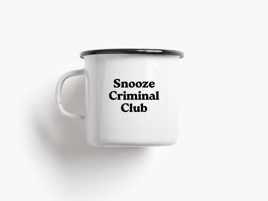 Emaille Tasse Snooze Criminal 300 ml