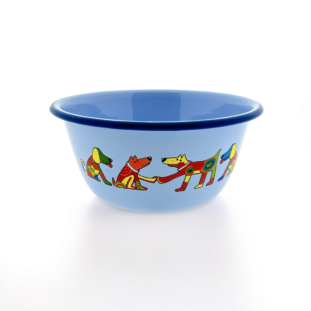 Kinderschüssel 16cm hellblau hoch Hund