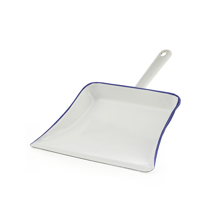 Emaille Staubschaufel Kehrblech weiß blau Kehrschaufel