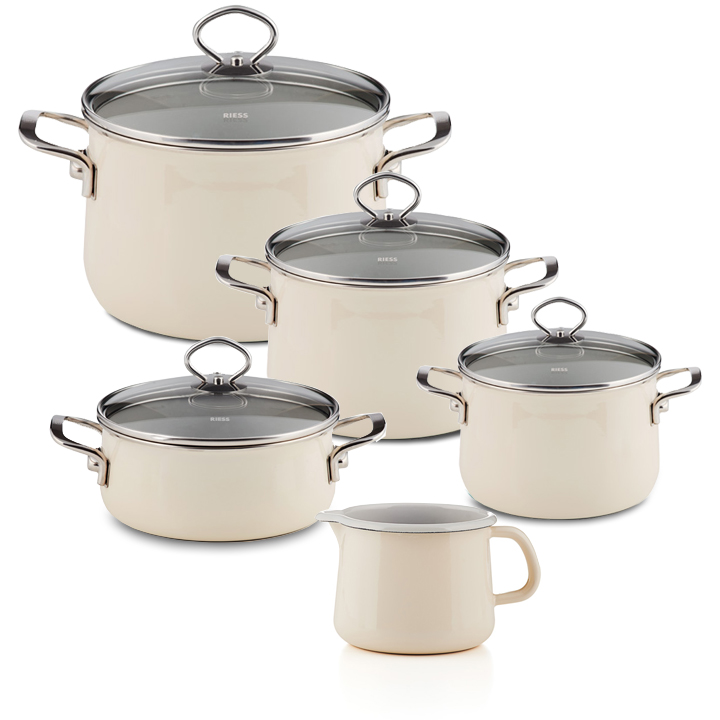 Riess 5er Sets Sparset Topfset Emailset Geschirr set Avorio