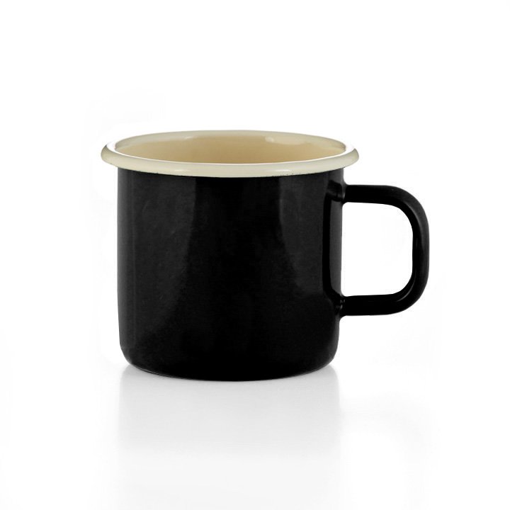Emaille Tasse Becher schwarz