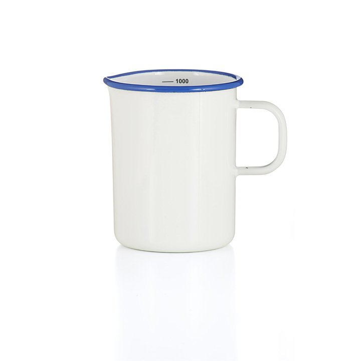 Emaille Litermaß Messbecher weiß 1 Liter