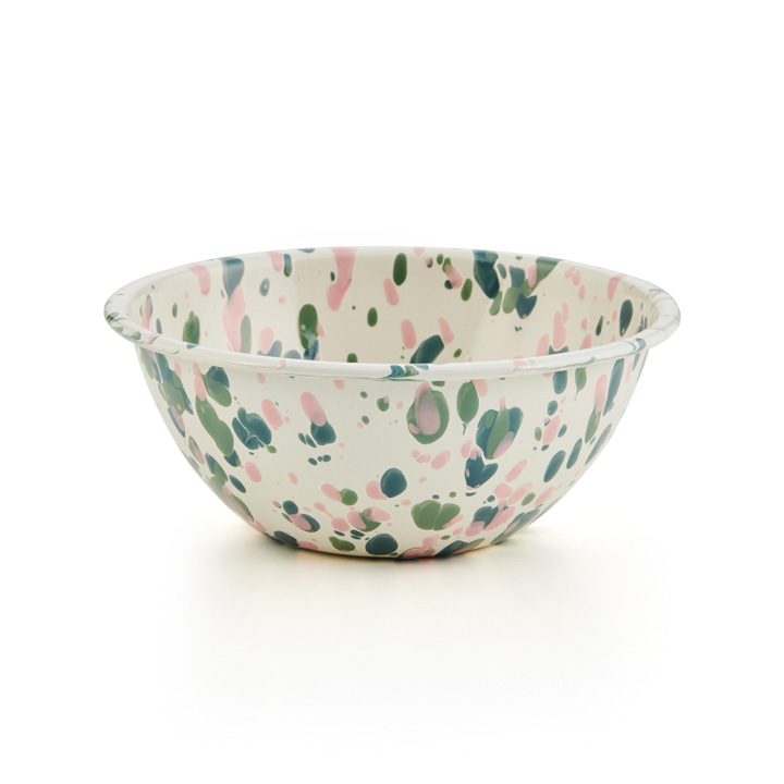 Crow Canyon Salatschüssel Emaille Schüssel 22cm Marmor Hibiscus Mint