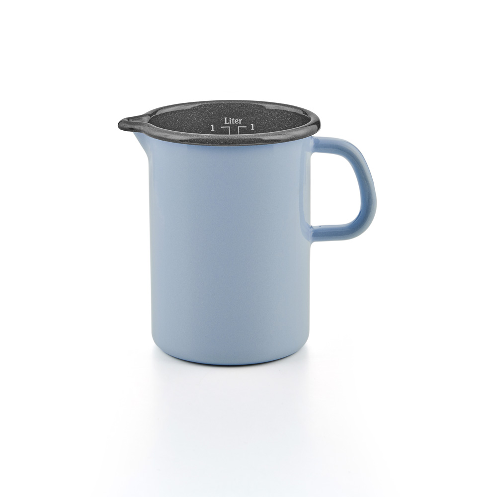 Riess Emaille Küchenmaß Litermaß 1 Liter Backemaille Blau