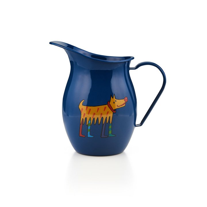  Emaille Kinder Wasserkanne Krug blau