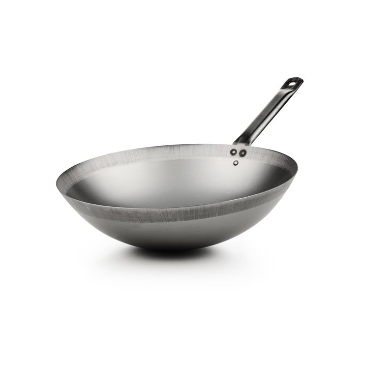 Helmensdorfer Eisenpfanne Eisen-Wok mit Stahl-Rohrstiel 36cm