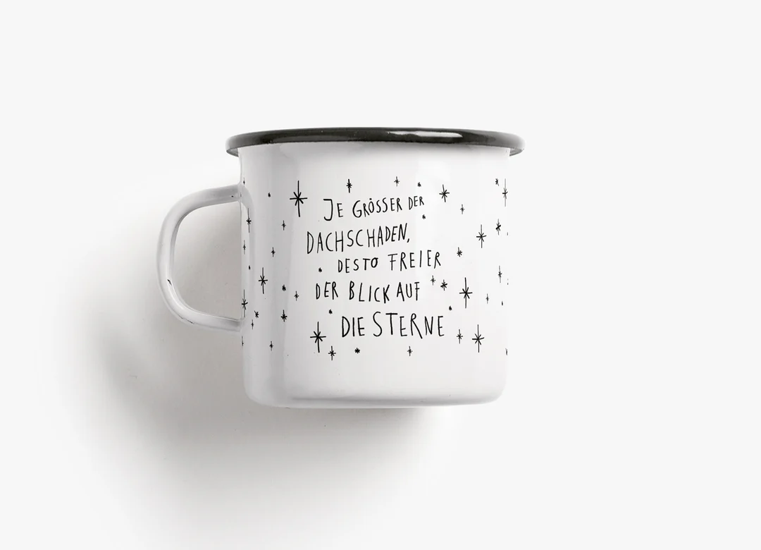 Emaille Tasse Dachschaden 300 ml