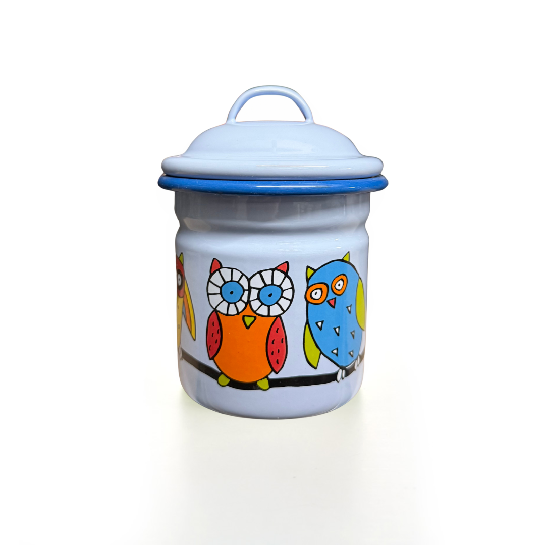 Kinder Zuckerdose hellblau Eule