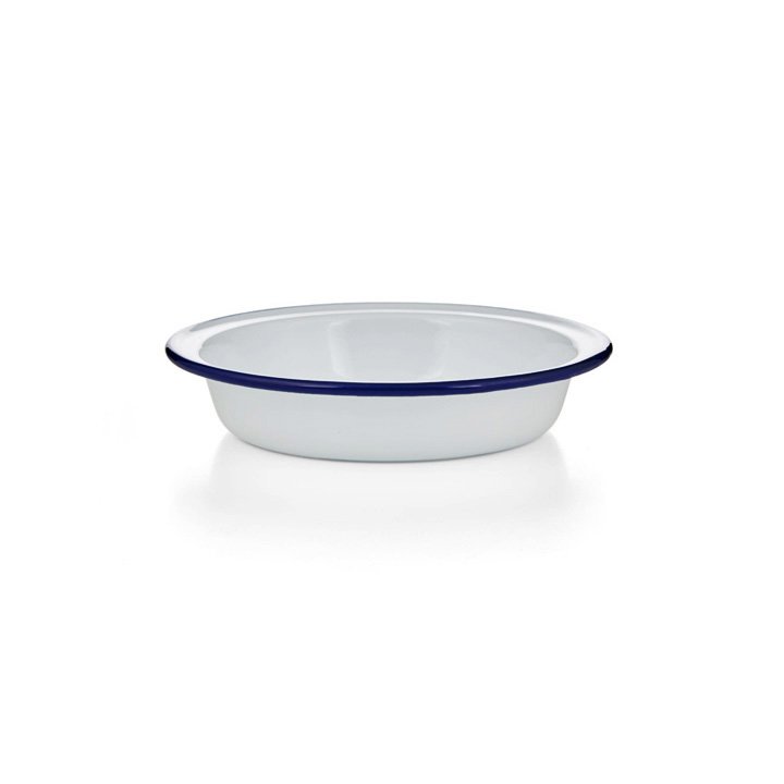 Emaille Schälchen weißblau16cm Ofenform 