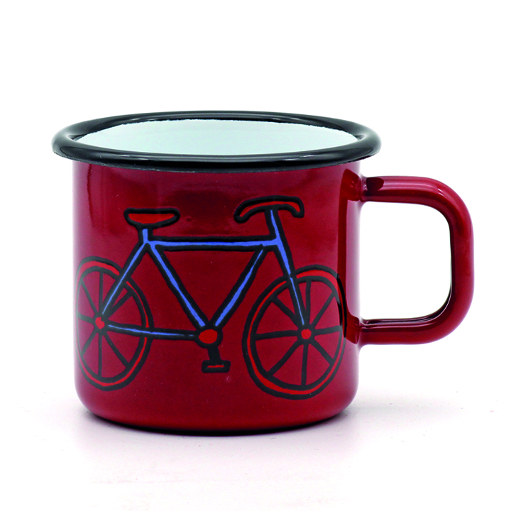 Emaille Tasse Fahrrad rot 