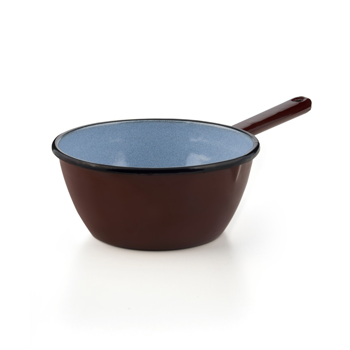Emaille Stieltopf Steilkasserolle braun