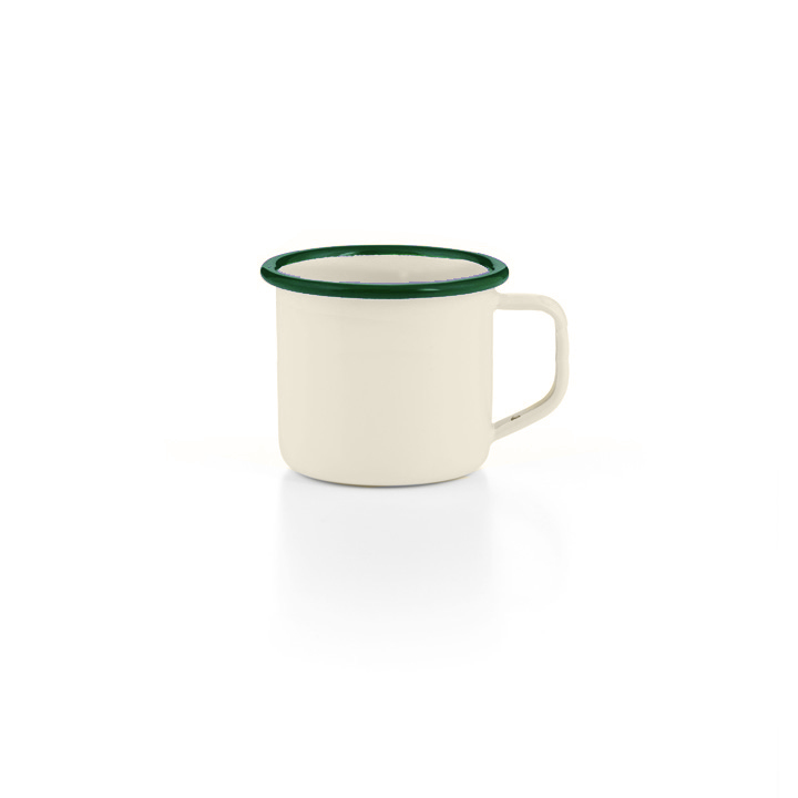 Emaille Espressotasse creme grün
