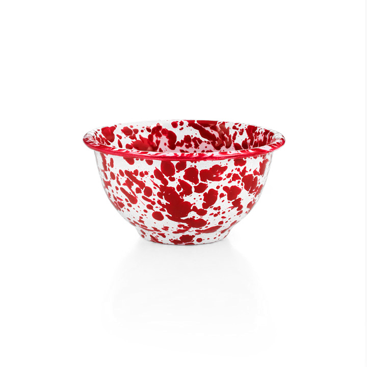 Crow Canyon Emaille Schüssel 12cm roter Marmor