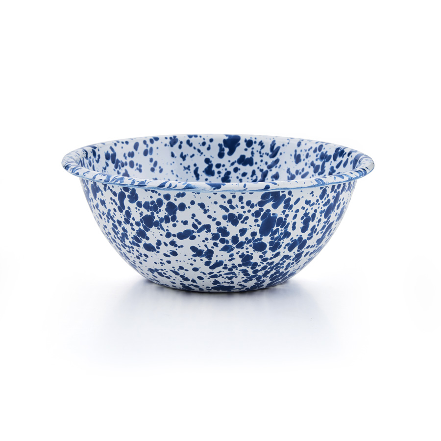 Crow Canyon Salatschüssel Emaille Schüssel 22cm Marmor blau