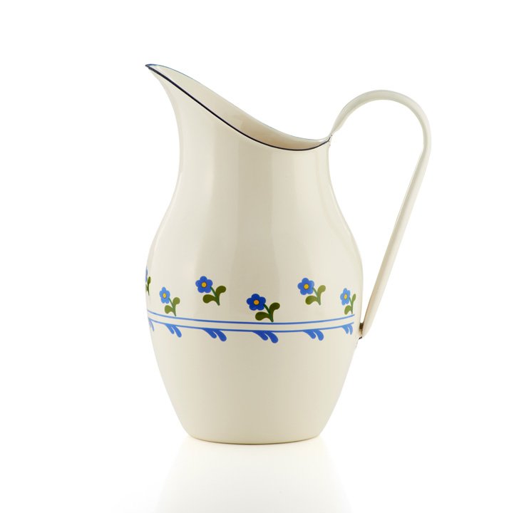 Emaille Wasserkanne Blümchen Krug