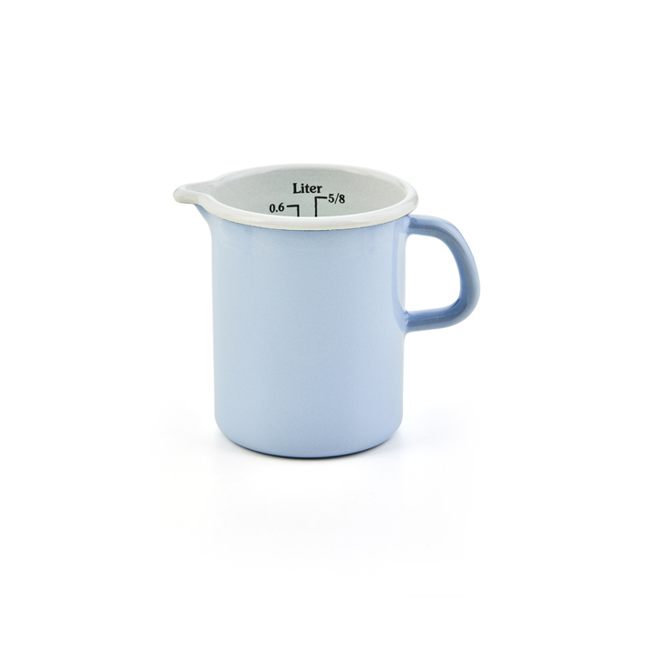 Riess Emaille Küchenmaß Litermaß Meßbecher 0,5 Liter Nature Blue Light