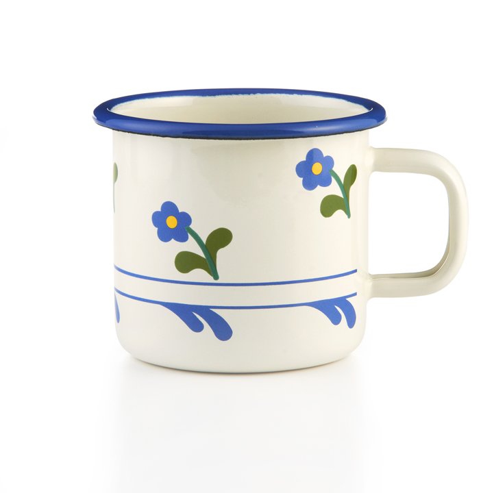 Emaille Tasse Becher Blümchen