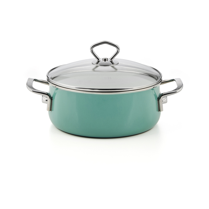 Riess Emaille Nature Green Medium Kasserolle 1 Liter top 3000 