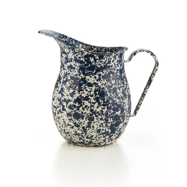 Crow Canyon Emaille Wasserkanne Wasserkrug Krug navy creme Marmor