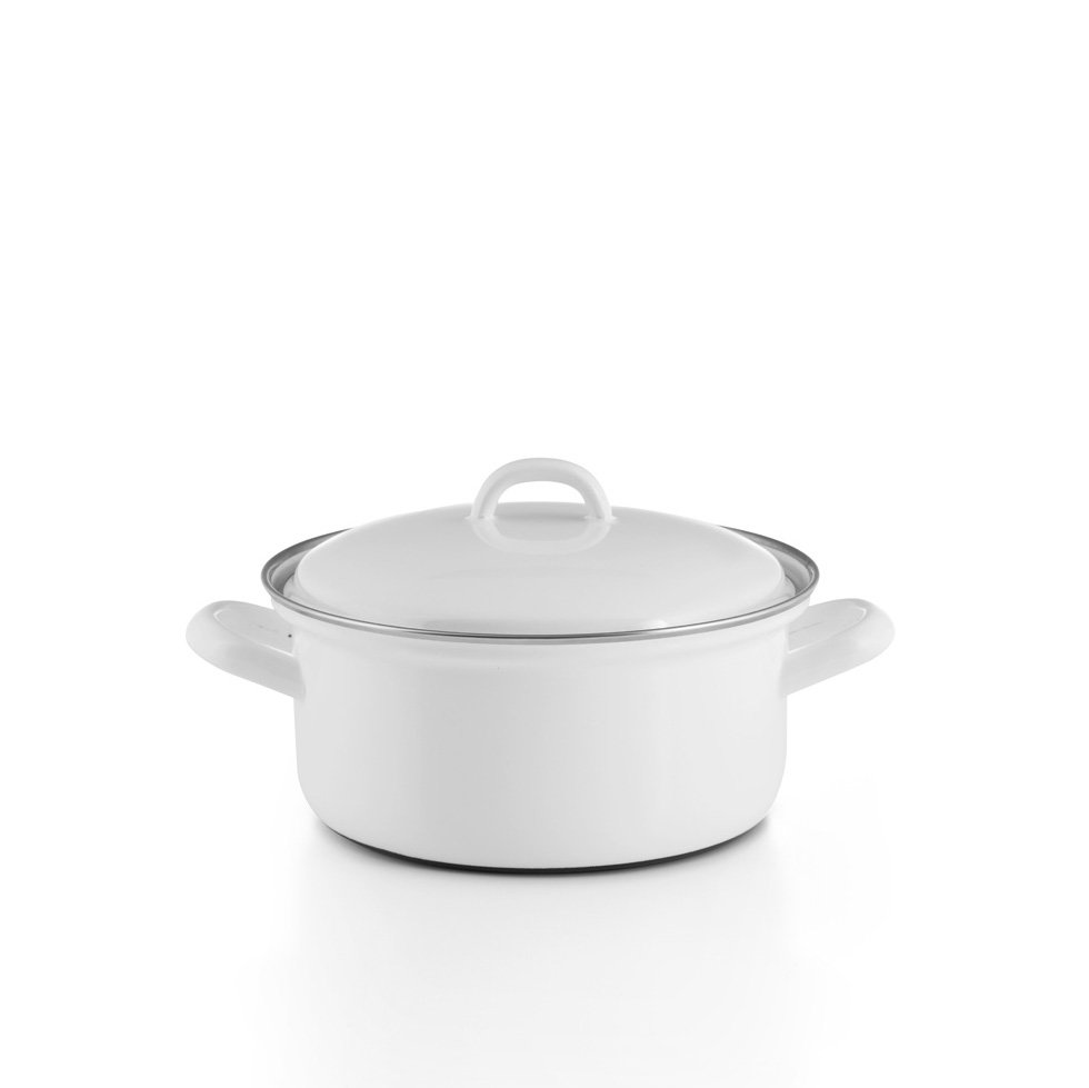Riess Kasserolle weiß Emaille 16cm 1 Liter