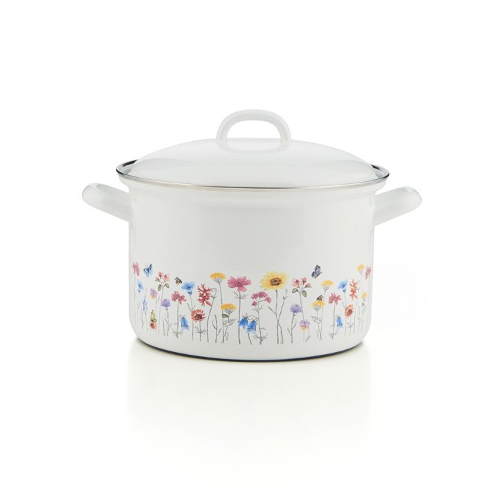 Riess Emaille Fleischtopf Flora 4,5 Liter