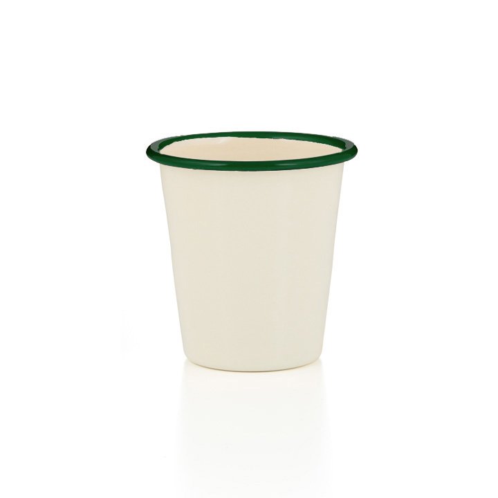 Emaille Becher creme grün
