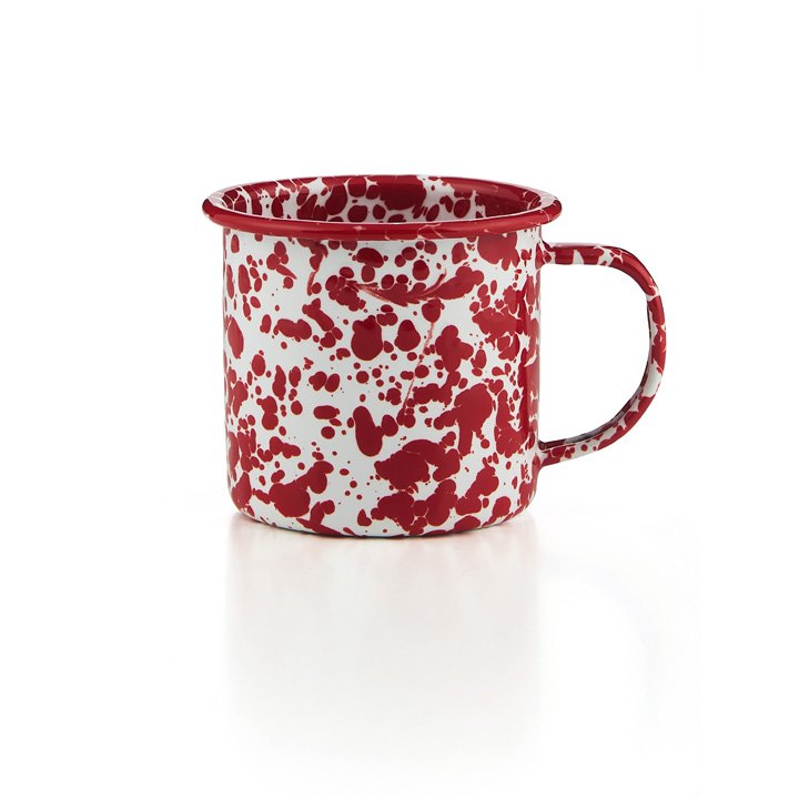 Crow Canyon Emaille Tasse roter Marmor 350ml