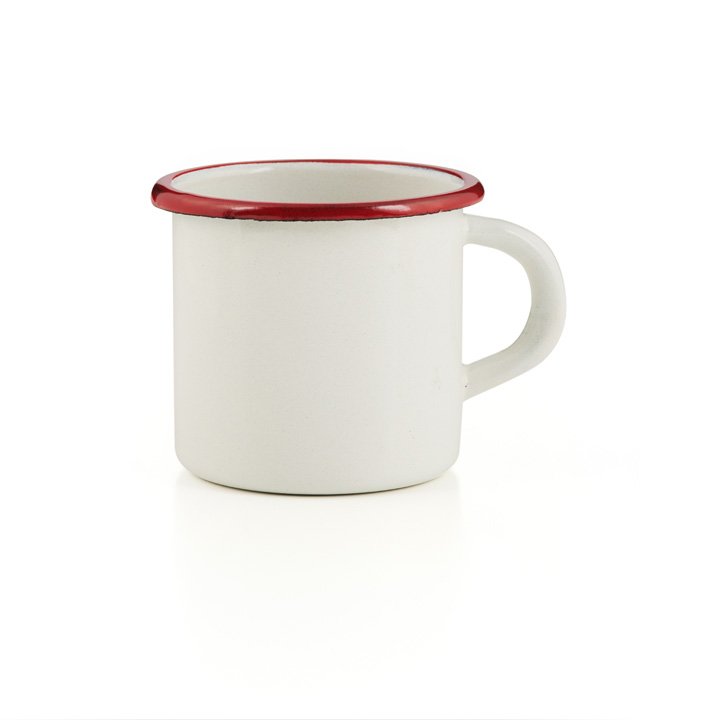 Emaille Tasse Bordeaux creme  Becher