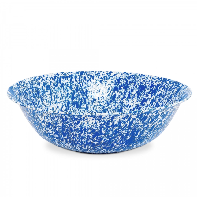Emaille Becken 60cm Marmor blau/weiß