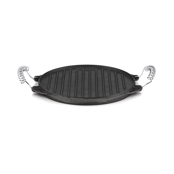 Emaille Gusseisen Platte rund  Grillplatte geriffelt