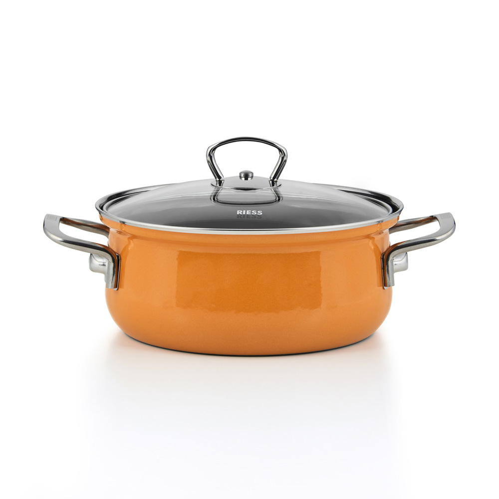 Riess Kasserolle orange Emaille 1 Liter
