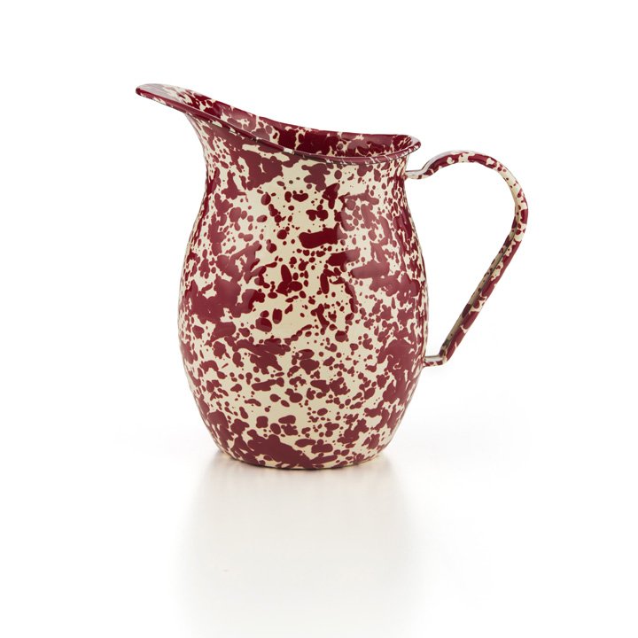 Crow Canyon Emaille Wasserkanne Wasserkrug Krug bordeaux creme Marmor