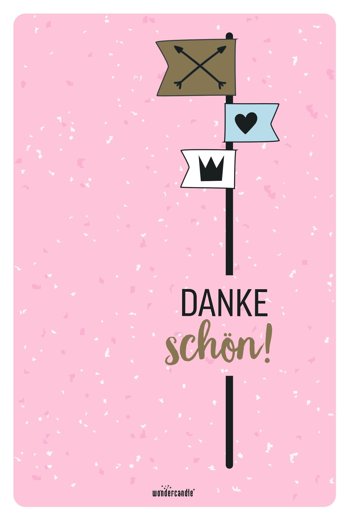 Dankeschön rosa XL Postkarte Goldfunkeln Edition