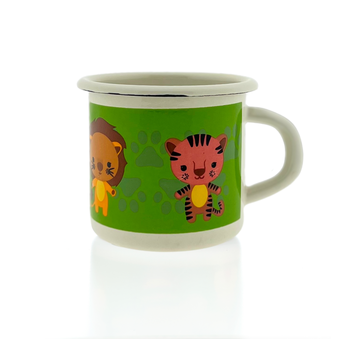Tasse Kinder mit Tieren grün 8cm