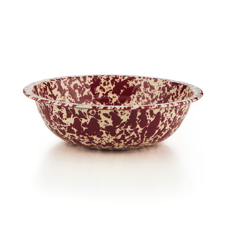 Crow Canyon Emaille Schüssel 36cm bordeaux/creme Marmor