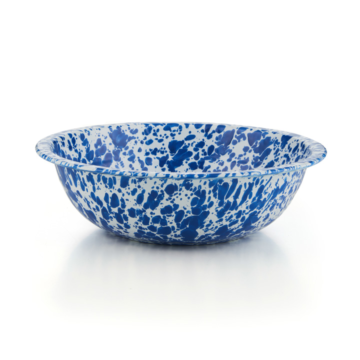 Crow Canyon Emaille Schüssel 36cm blau Marmor