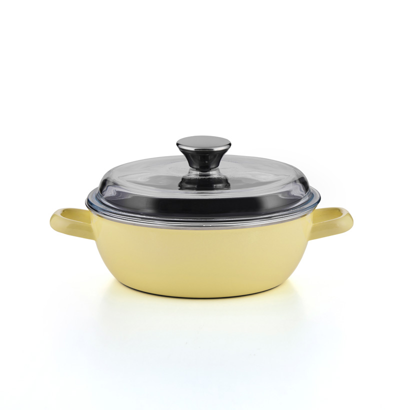 Emaille Riess Schmorpfanne mit glasdeckel 20cm Lemon 
