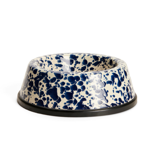 Emaille großer Futternapf 24cm Marmor navy creme