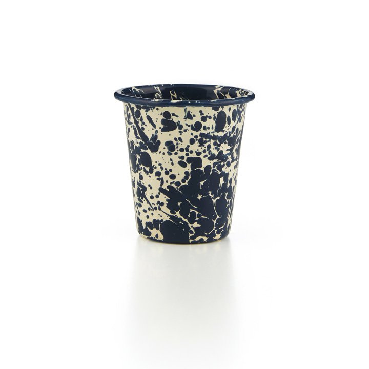 Crow Canyon Emaille Becher navy/creme Marmor 